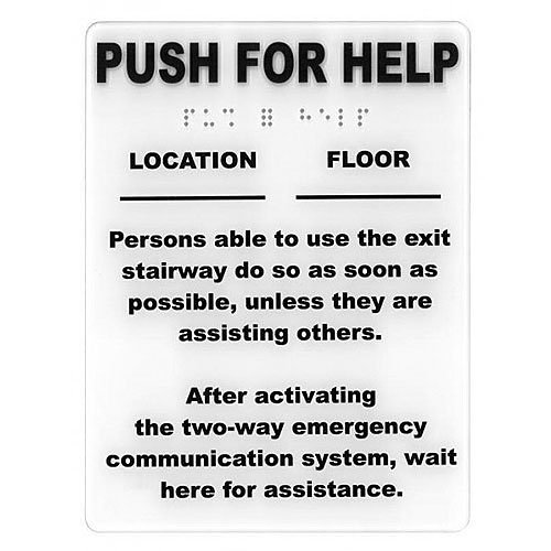 Alpha RSN7049 PUSH for HELP Instructions and Location Wall Sign