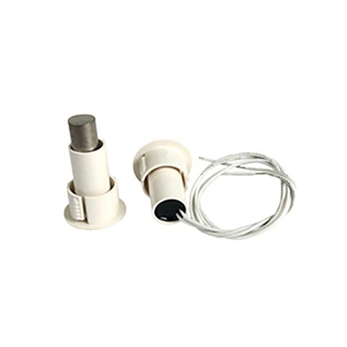 Edwards Signaling 1078C-N Recessed Steel Door Magnetic Contact with Wire Leads, 3/4" Diameter, Closed Loop, 3/8" Gap Size, White