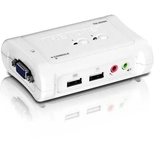 TRENDnet TK-209K 2-Port USB KVM Switch Kit with Audio, White