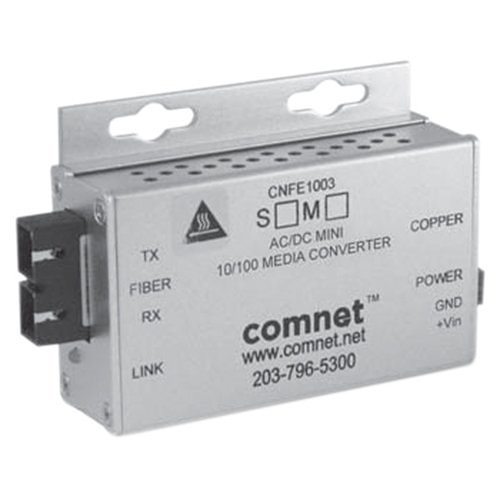 ComNet CNFE1002MAC1B-M Small Media Converter, B, ST Connector, AC/DC Power, Multimode, Fiber, 100Mbps