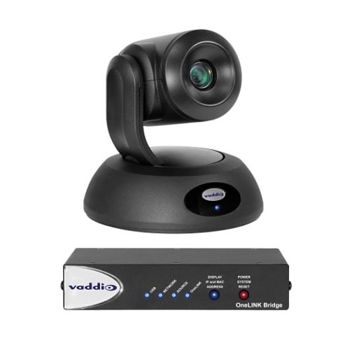 Vaddio 999-99600-200 RoboSHOT 12E HDBT OneLINK Bridge Video Conferencing System, Includes PTZ Camera and Interface, Black