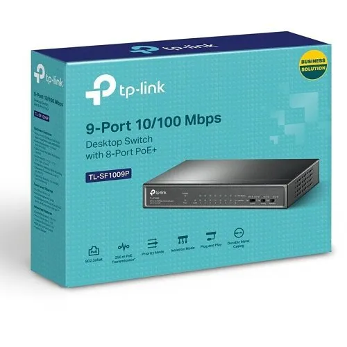 TP-Link TL-SF1009P 9-Port 10/100Mbps Desktop Switch with 8-Port PoE+