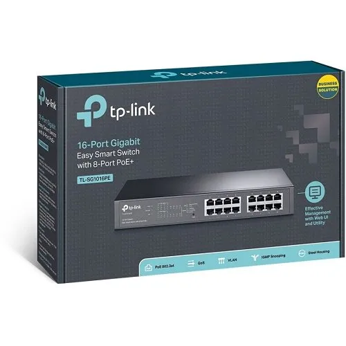 TP-Link TL-SG1016PE 16-Port Gigabit Easy Smart Switch with 8-Port PoE+