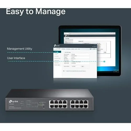 TP-Link TL-SG1016PE 16-Port Gigabit Easy Smart Switch with 8-Port PoE+
