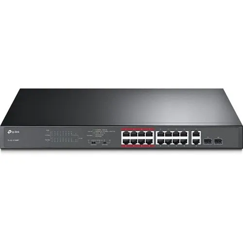 TP-Link TL-SL1218MP 16-Port 10/100 Mbps 2-Port Gigabit Rackmount Switch with 16-Port PoE+
