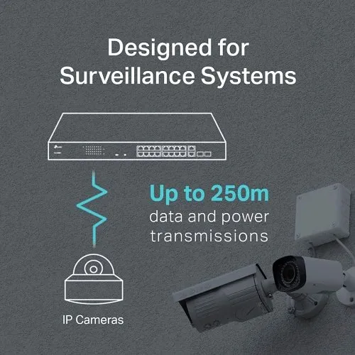 TP-Link TL-SL1218MP 16-Port 10/100 Mbps + 2-Port Gigabit Rackmount Switch with 16-Port PoE+