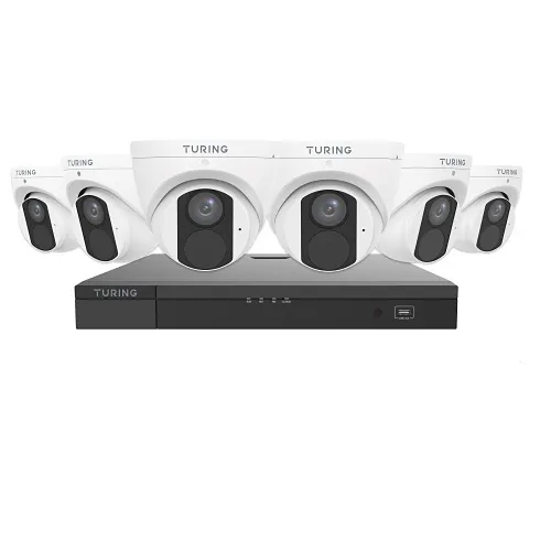 Turing Video TLK6T482 LITE IP Security Video Kit with 8-Channel NVR 2TB and 6x 4MP Turret Camera with 2. 8mm Lens, White