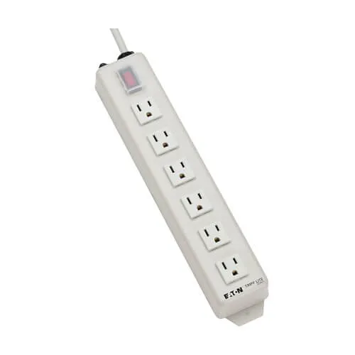 Eaton Tripp Lite TLM606NC 6-Outlet Power Strip, 6' Cord, 15A Circuit Breaker, Keyhole Mounting, Black