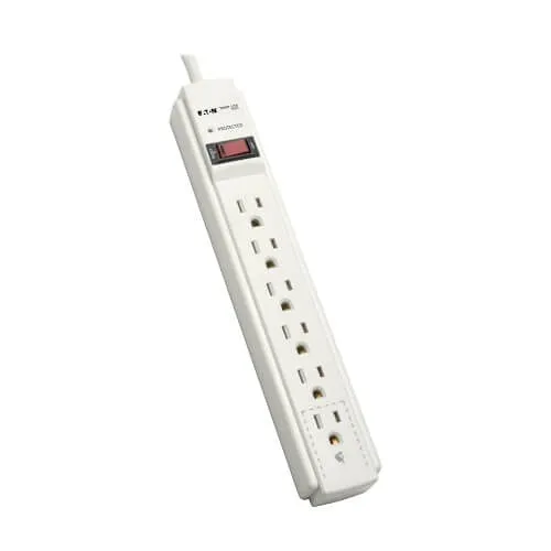 Tripp Lite TLP606 Protect It! 6-Outlet Surge Protector, 6' Cord, 790 Joules, Diagnostic LED, Light Gray Housing