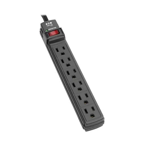 Tripp Lite TLP6B Protect It! 6-Outlet Surge Protector, 6' Cord, 360 Joules, Diagnostic LED, Black Housing