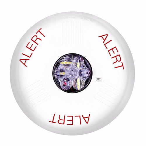 Eaton ELSTWC-AL Wheelock Eluxa LED Strobe, Ceiling, ALERT Lettering, Clear Lens, 24V, 15/30/75/110/150/177 cd, White