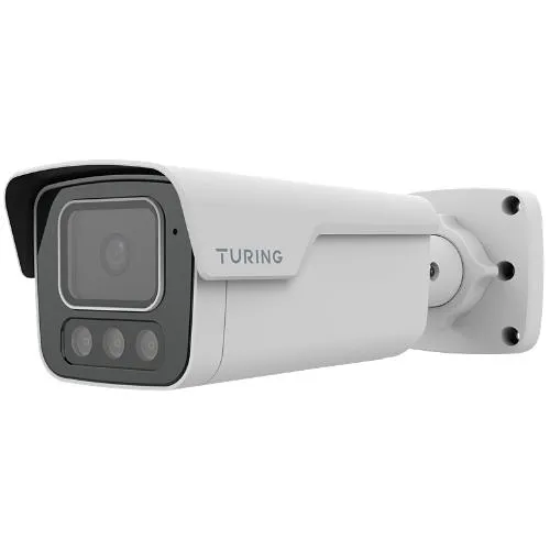 Turing Video TP-MBAD4MA28 SMART Series 4MP Tri-Light Bullet IP Camera with Cloud VMS Basic License, Audio and Strobe light Deterrence, 2.8mm Fixed Lens, Alarm/Audio I/O, White