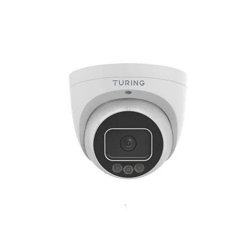 Turing Video TP-MEAD8MA28 SMART Series 8MP Tri-Light Turret Network Camera with Cloud VMS Basic License, Audio & Strobe Light Deterrence, 2.8mm Fixed Lens, Alarm/Audio I/O White
