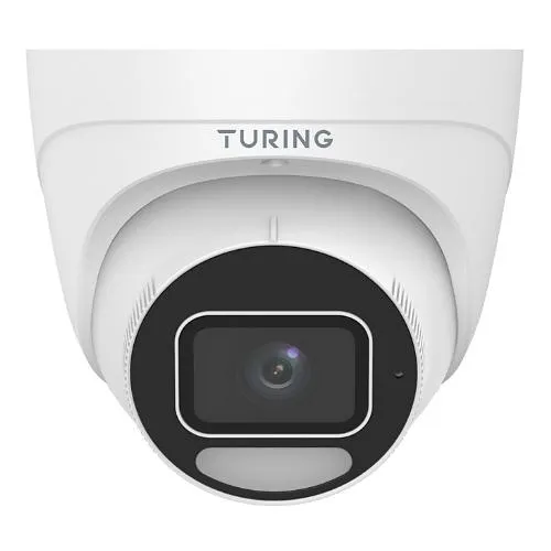 Turing Video TP-MED8MA28C SMART Series 8MP Full Color Turret IP Camera with Cloud VMS Basic License, 2.8mm Lens,  AI-driven ISP, Alarm and Audio I/O, White
