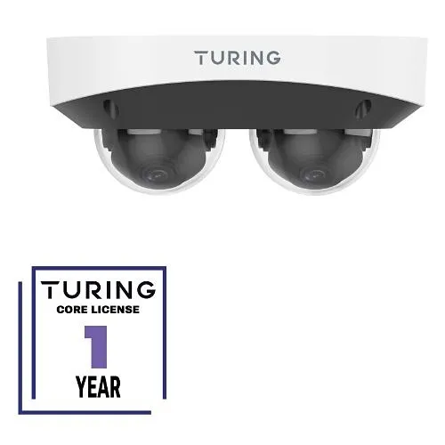 Turing Video TP-X2D4M28-1Y Smart Series 4MP Dual Dome Camera with Two Separate Camera Modules Combined and 1-Year TV-CORE License