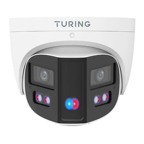 Turing Video TP-X2EAD8MPR-1Y Smart Series 8MP Panoramic Dual Sensor Active Deterrence Camera with TV-CORE1Y Cloud VMS License