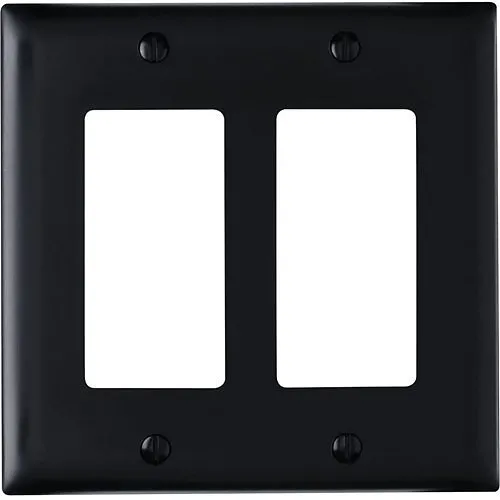 Pass & Seymour TP262BK Trademaster Thermoplastic 2-Gang Decorator Wall Plate, Black (M20)