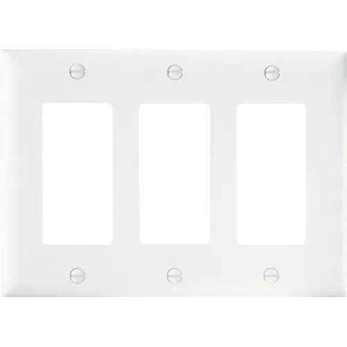 Pass & Seymour TP263W Trademaster 3-Gang Thermoplastic Decorator Wall Plate, White