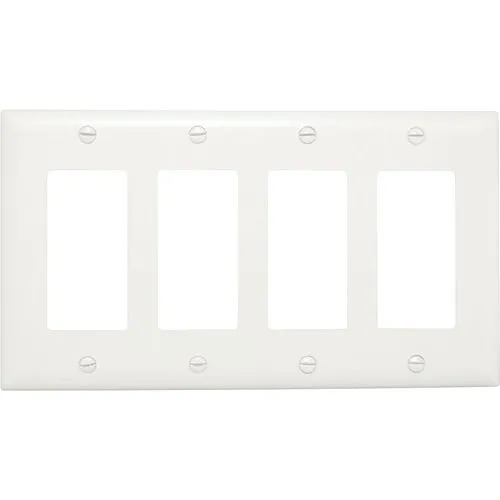 Pass & Seymour TP264W TradeMaster 4-Gang Decorator Wall Plate, White