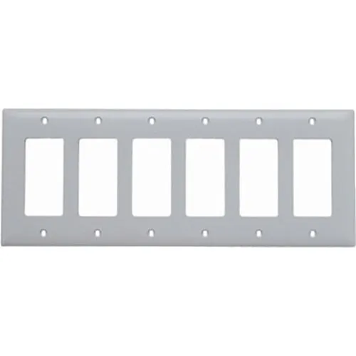 Pass & Seymour TP266W Trademaster Thermoplastic 6-Gang Decorator Wall Plate, White