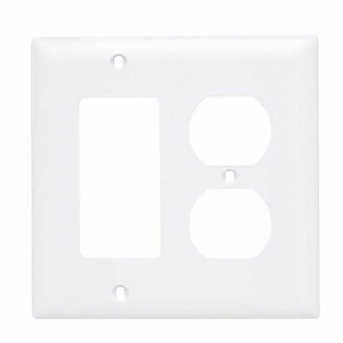 Pass & Seymour TP826-W Pass and Seymour TP826W Combination Wall Plate, Duplex Receptacle and Decorator, 2-Gang, White