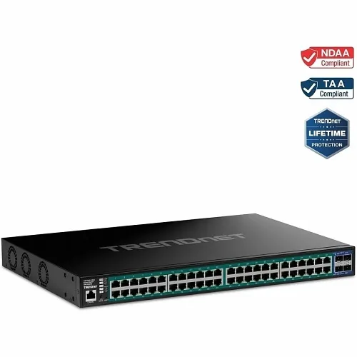TRENDnet TPE-3524S 52-Port Gigabit Web Smart PoE+ Switch with 10Gb SFP+ Slots, 410W