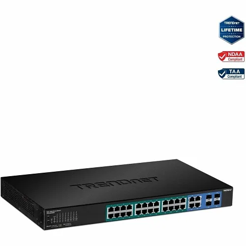 TRENDnet TPE-5028WS 28-Port Gigabit Web Smart PoE+ Switch, 56Gbps