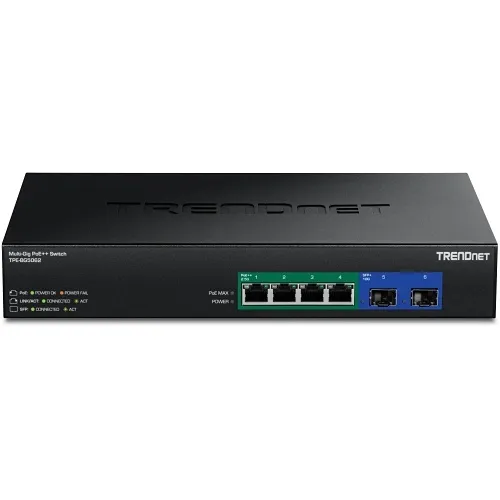 TRENDnet TPE-BG5062 6-Port 2.5G GaN Power PoE++ Switch with 10G SFP+ Ports, 240W
