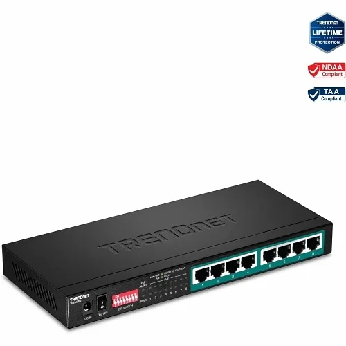 TRENDnet TPE-LG80 8-Port Gigabit Long Range PoE+ Switch, 16Gbps Switching Capacity