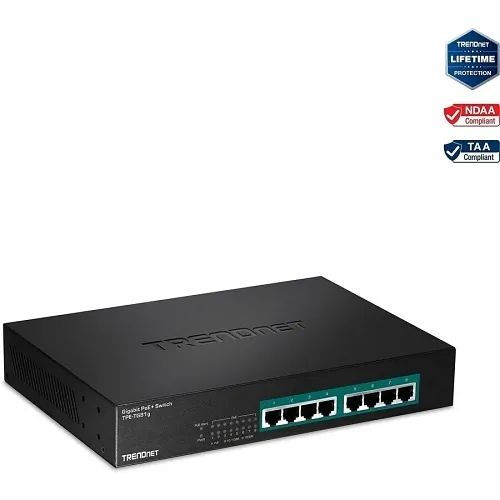 TRENDnet TPE-TG81G 8-Port Gigabit GREENnet PoE+ Switch, 16Gbps