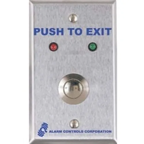 Alarm Controls TS-10302 Vandal Resistant Request-to-Exit Station, Red and Green LED, Weatherproof, Single Gang, 430 Stainless Steel