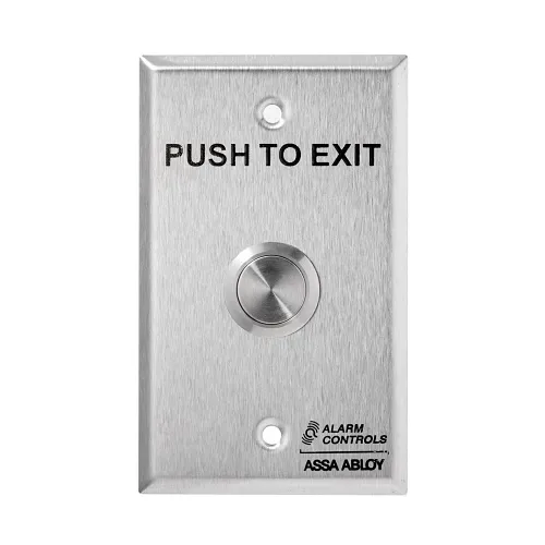 Alarm Controls TS-12B Single Gang Vandal-Resistant Push Button, "Push to Exit" on Black
