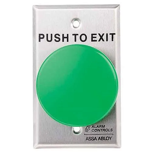 Alarm Controls TS-21G Request to Exit Station with 1/2" Green Push Button, Single Gang, 402 Stainless Steel