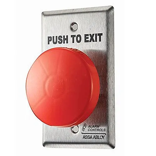 Alarm Controls TS-21R Request to Exit Station with 2-1/2" Red Push Button, Single Gang, 402 Stainless Steel