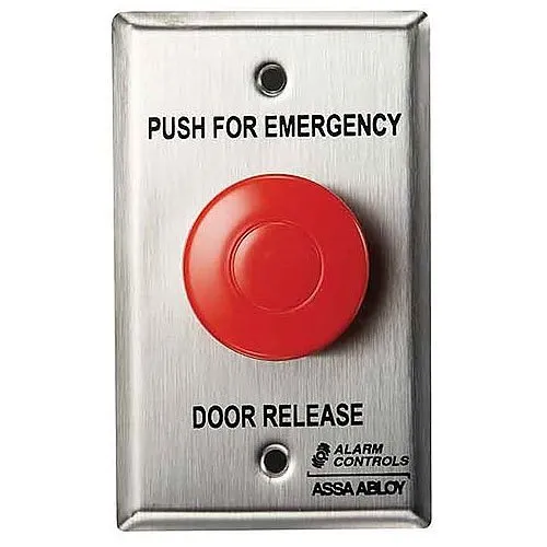 Alarm Controls TS-32 Latching Panic Station with 1-1/2" Red Push Button, Weather Resistant, Single Gang