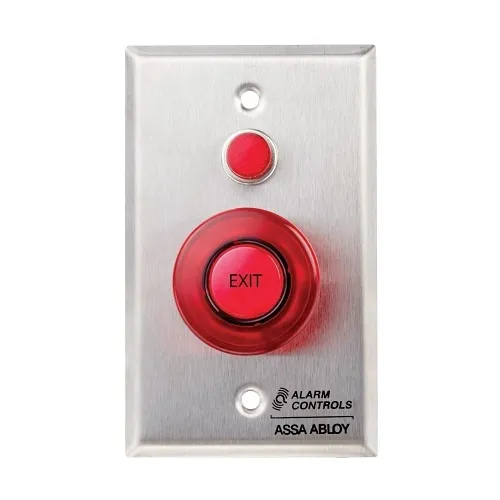 Alarm Controls TS-55R SG Stainless Steel 1.5" Red Momentary Illuminated LED Switch