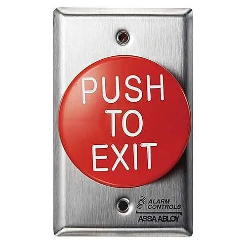 Alarm Controls TS-60 Request to Exit Station with Pneumatic Timer, 2-1/2" Red Push Button, Single Gang, 430 Stainless Steel