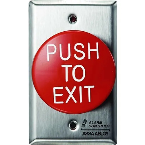Alarm Controls TS-60302 Request to Exit Station with Pneumatic Timer, 2-1/2" Red Push Button, Single Gang, 430 Stainless Steel