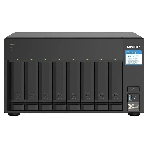 QNAP TS-832PX-4G 8-Bay High-Capacity NAS, AnnapurnaLabs Alpine AL324 ARM, Cortex-A57 4-Core, 1.7GHz Processor, 4GB SODIMM DDR4