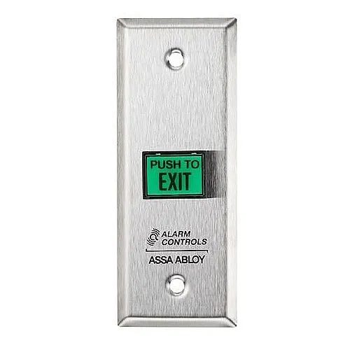 Alarm Controls TS-9 Request to Exit Station, Switch Mounted on Narrow 3/4" Wall Plate, 5/8" 7/8" Rectangular Push Button, 302 Stainless Steel