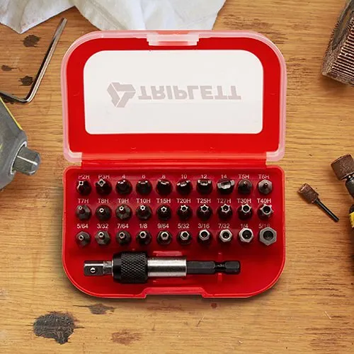 Triplett TSBK-001 Professional 32 Piece Industrial Grade Metal Bit Kit: Phillips Tamper, Torx Tamper, Hex Tamper, and Spanner Bits