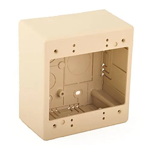 HellermannTyton TSRI-JBD2 Dual Gang Junction Box, 2.77" Deep, 2-Piece, PVC, Ivory, 1/bag