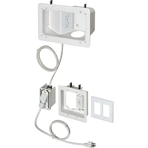 Arlington TVB712BKGC Pre-Wired, Pre-Assembled Box Kits for Flat Screen TV Installations with 2-Gang Power / Low Voltage Box, Ground Clips for Canada