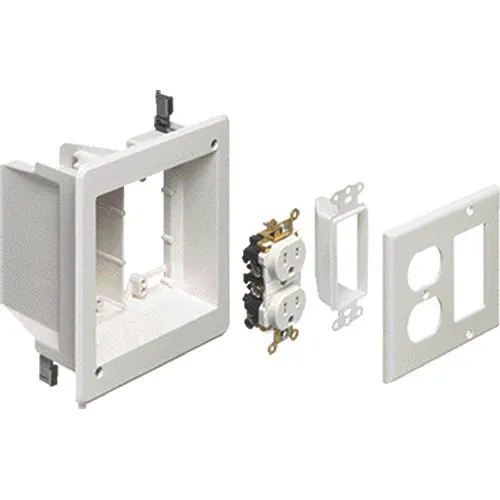 Arlington TVBR505K 2-Gang Recessed TV Box Kit for Power and Low Voltage, White