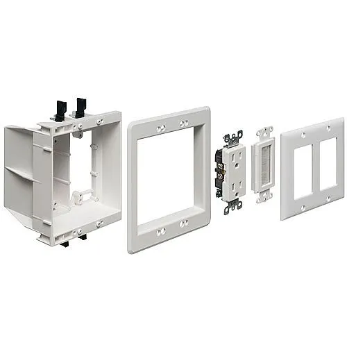 Arlington TVBU505K Two-Gang Recessed TV Box for Power and Low Voltage Kit, White