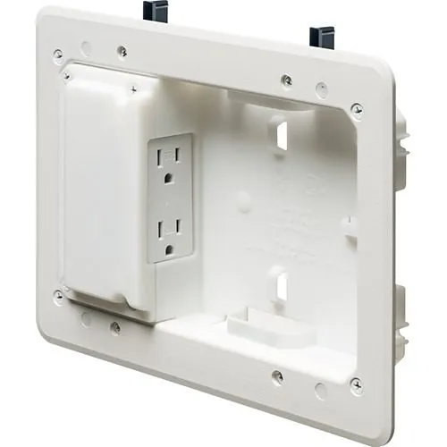 Arlington TVL508 Low Profile TV Box for Shallow Wall Depths, 5" 8" Box, Plastic, White