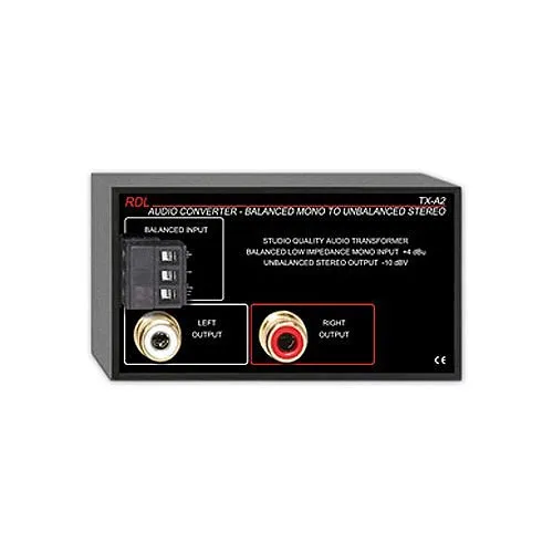 RDL TX-A2 1-Channel Audio Converter, Balanced to Unbalanced
