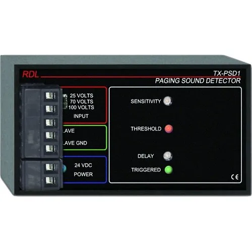RDL TX-PSD1 Paging Sound Detector, Switch-Selectable Input 25V, 70V, 100V