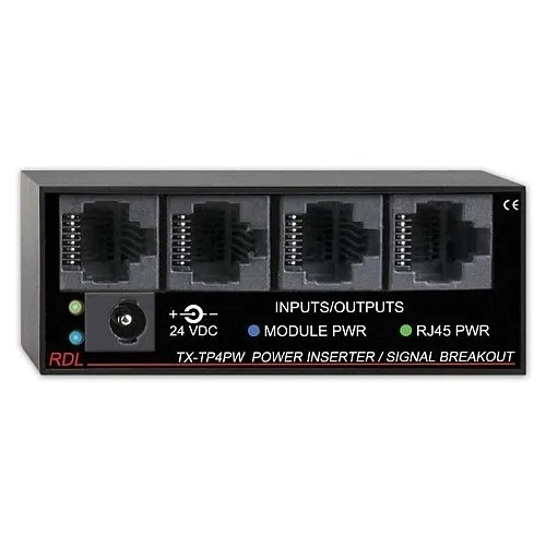 RDL TX-TP4PW TX Series Power Inserter Signal Breakout with RJ45 Jacks for Twisted Pair Senders and Receivers