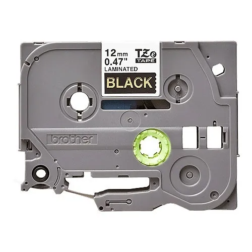 Brother TZE334 Laminated Label Tape for P-Touch, 26.2' (8m), Gold on Black